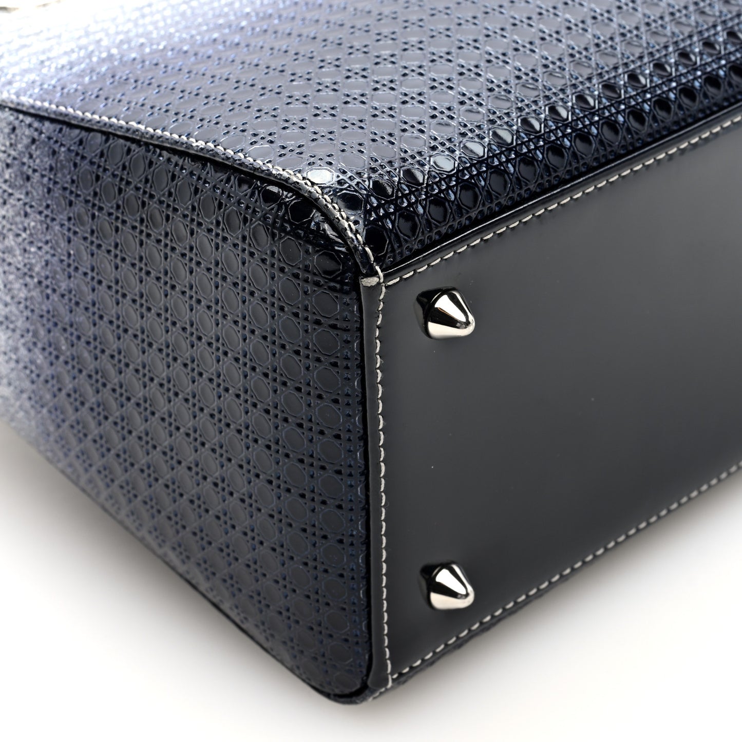 Metallic Patent Micro-Cannage Gradient Medium Lady Dior Silver Blue