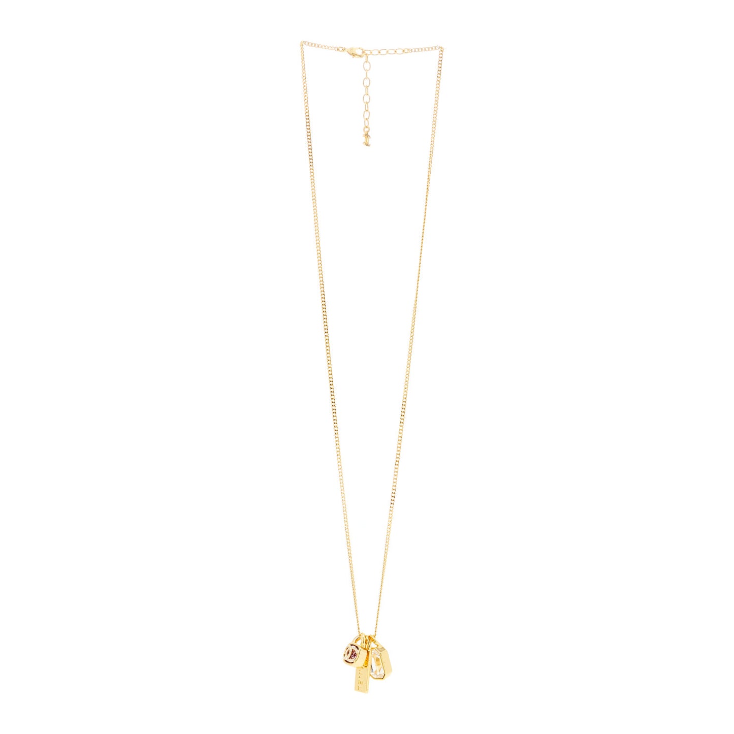 Metal Crystal Charm Necklace Purple Gold