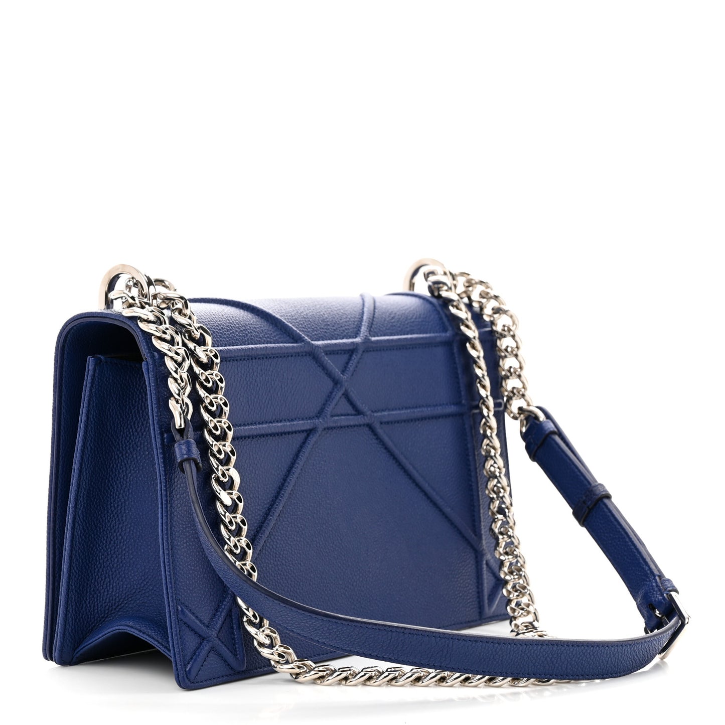 Grained Calfskin Small Diorama Flap Bag Bleu De Minuit