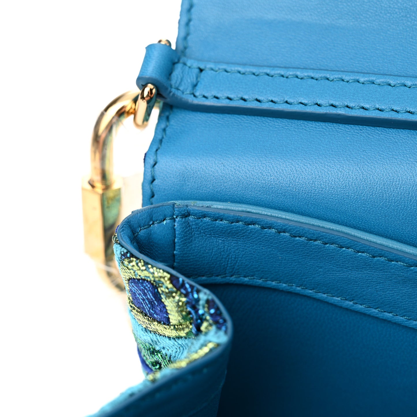 Brocade Crystal Embellished DG Girls Shoulder Bag Blue