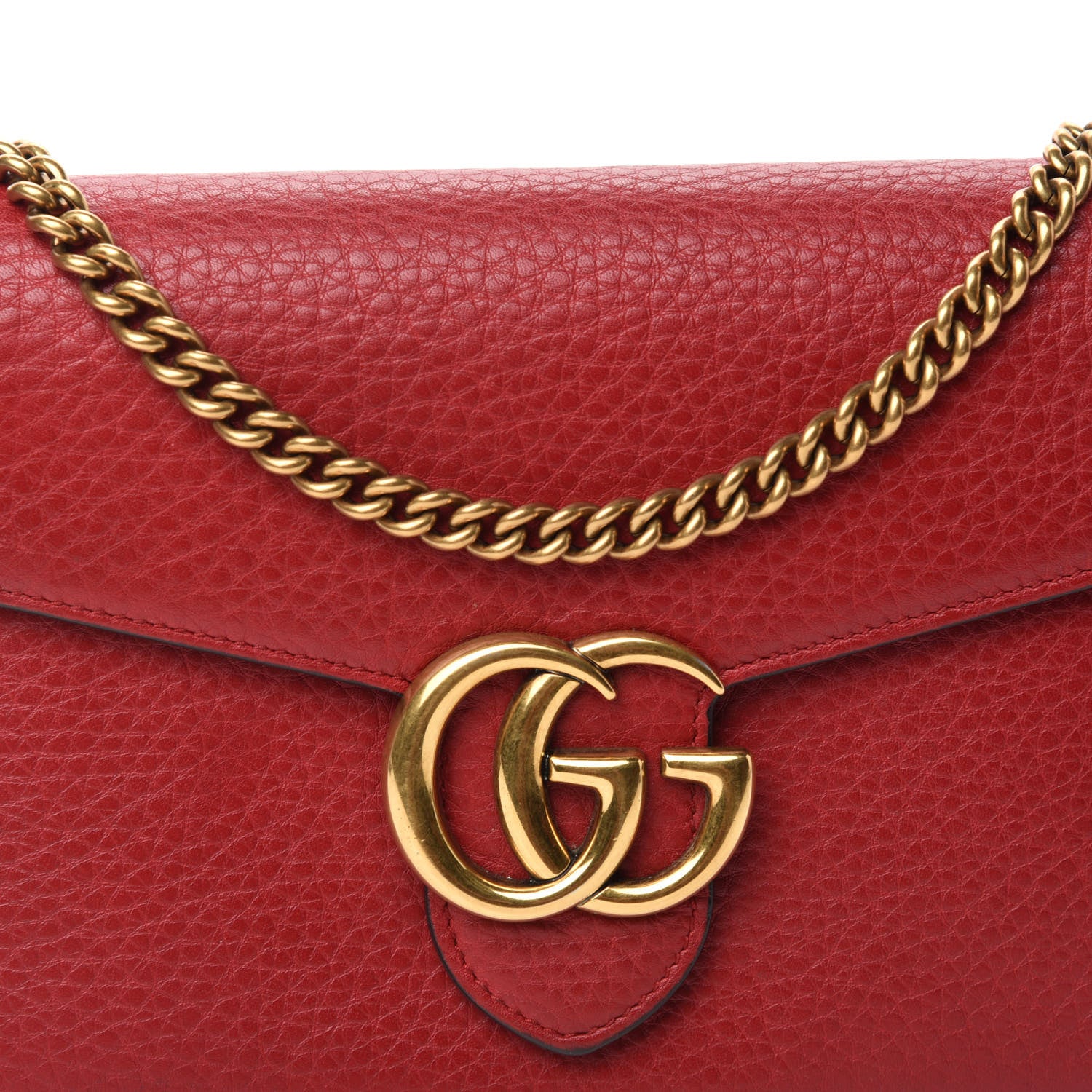 Gucci Calfskin GG Marmont Chain Wallet Vulcanic Red 10 of 10