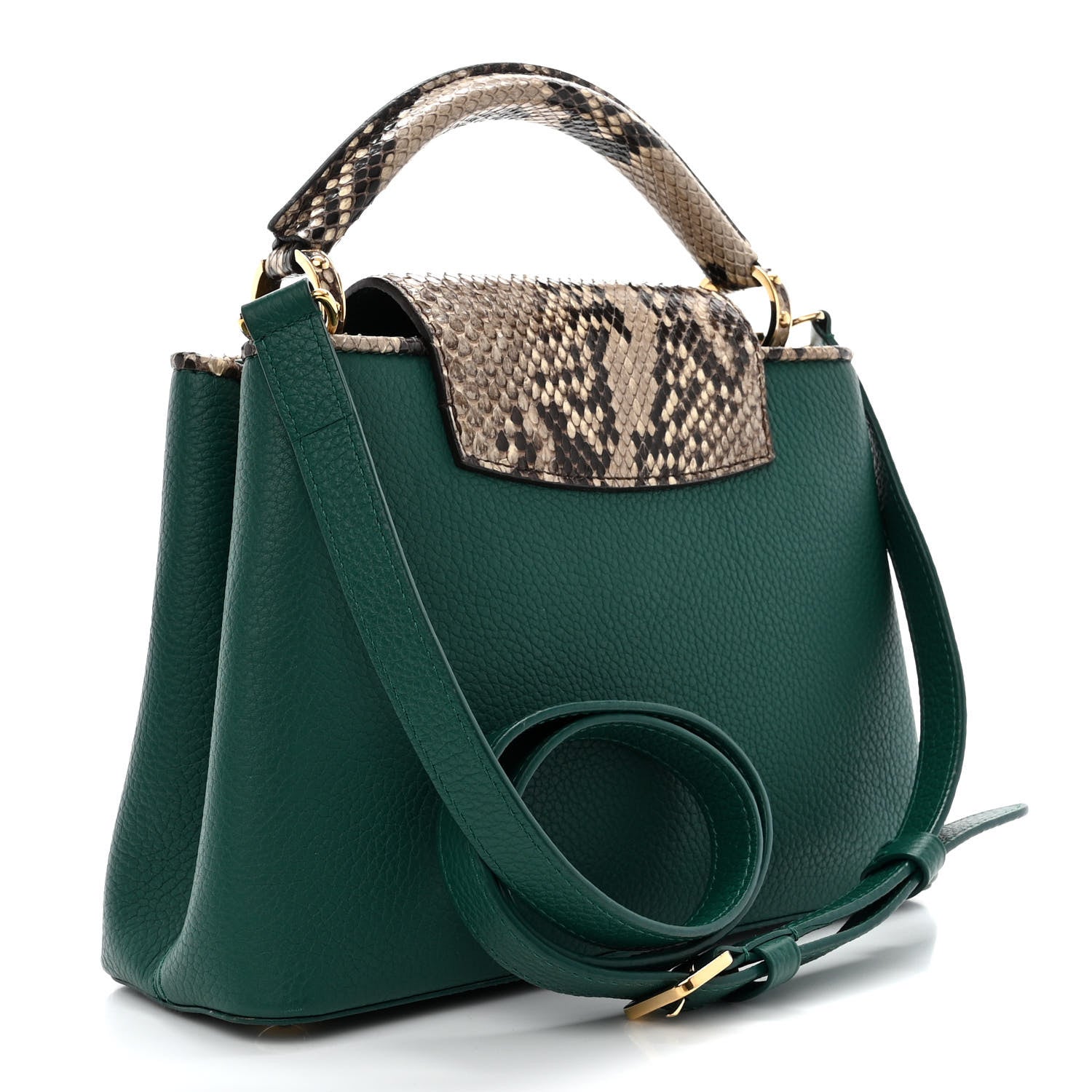Louis Vuitton Taurillon Snakeskin Capucines BB Emerald 3 of 10