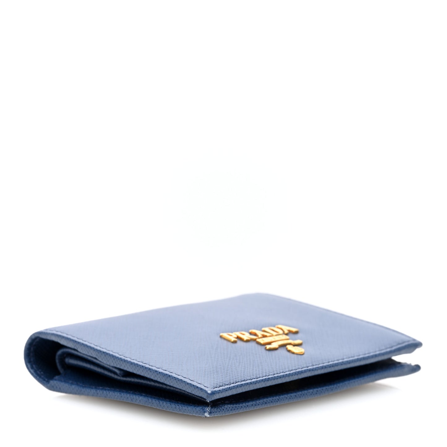 Saffiano Metal Compact Snap Bi-Fold Wallet Blue