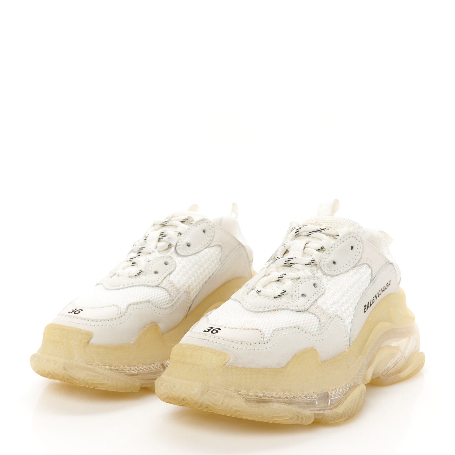 Balenciaga Fabric Mesh Clear Sole Womens Triple S Sneakers 36 White 4 of 9