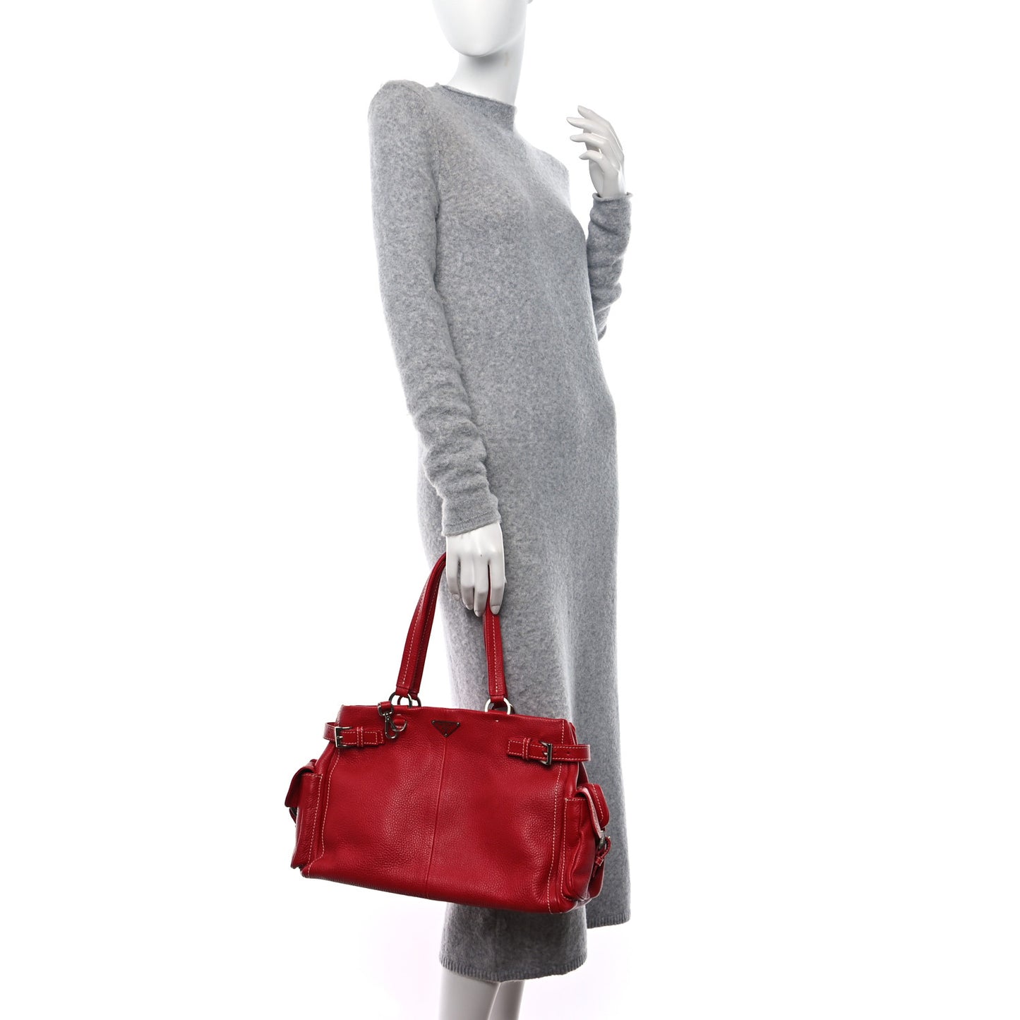 Vitello Daino Shoulder Bag Rosso