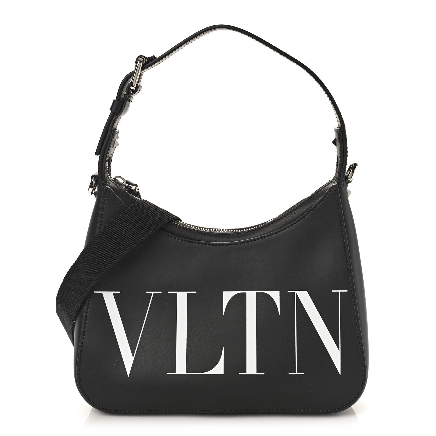 Valentino Garavani Calfskin VLTN Print Shoulder Bag Black 1 of 8