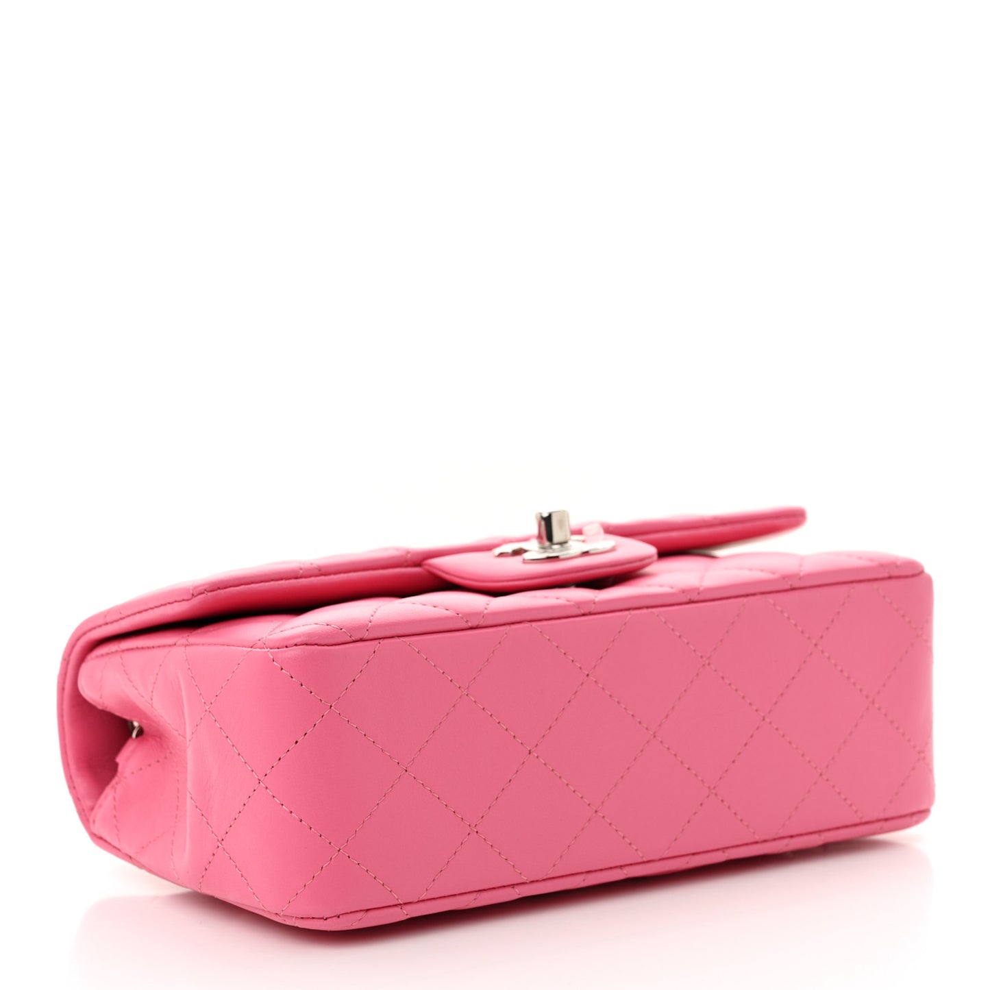 Lambskin Quilted Mini Rectangular Flap Pink