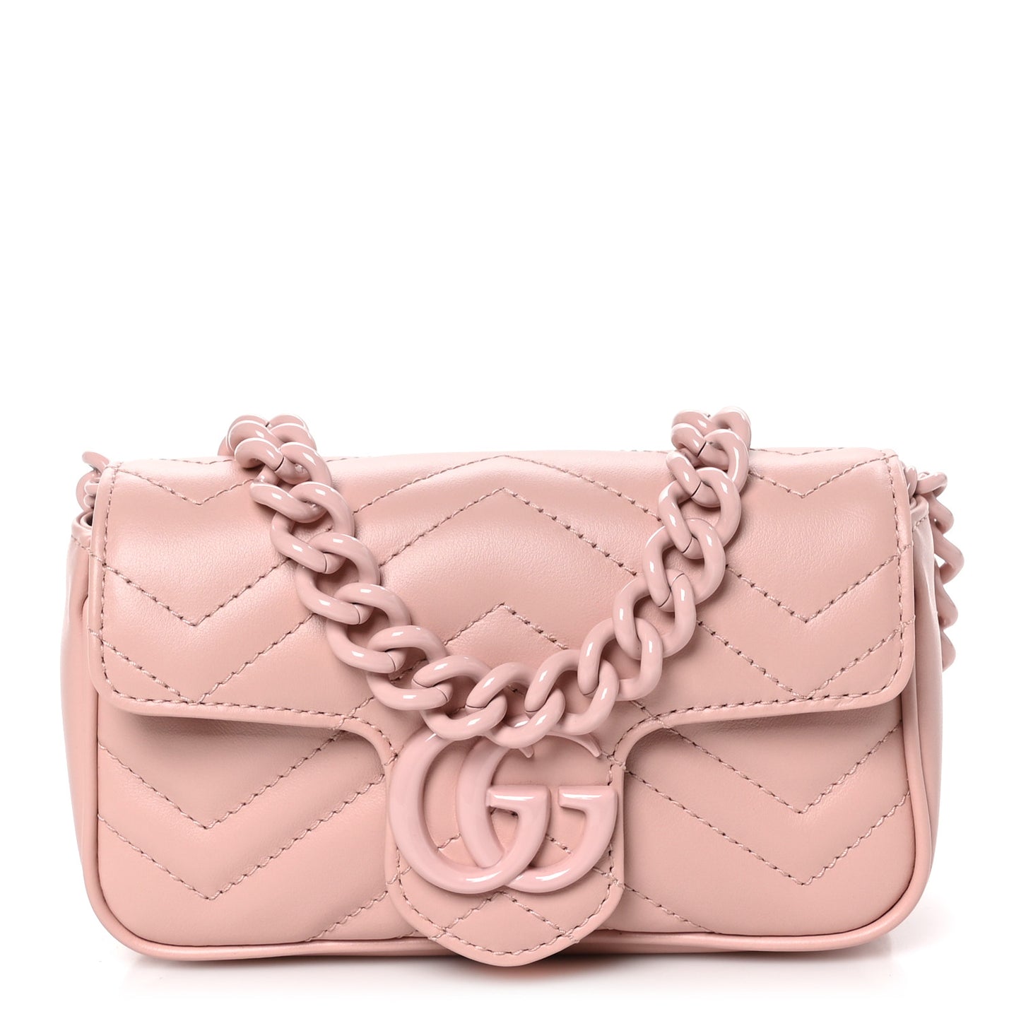 Calfskin Matelasse Monochrome GG Marmont Chain Belt Bag Perfect Pink