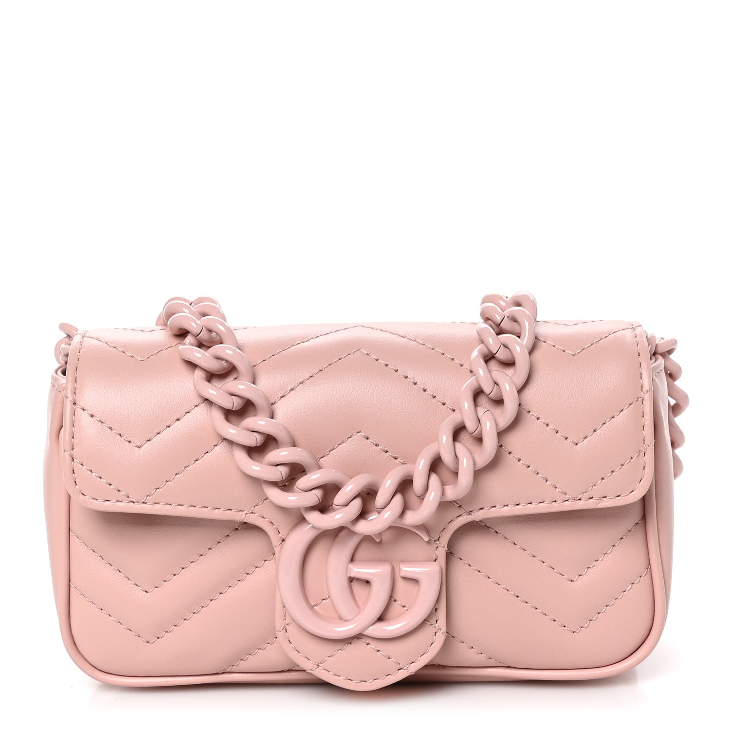 Gucci Calfskin Matelasse Monochrome GG Marmont Chain Belt Bag Perfect Pink 1 of 11