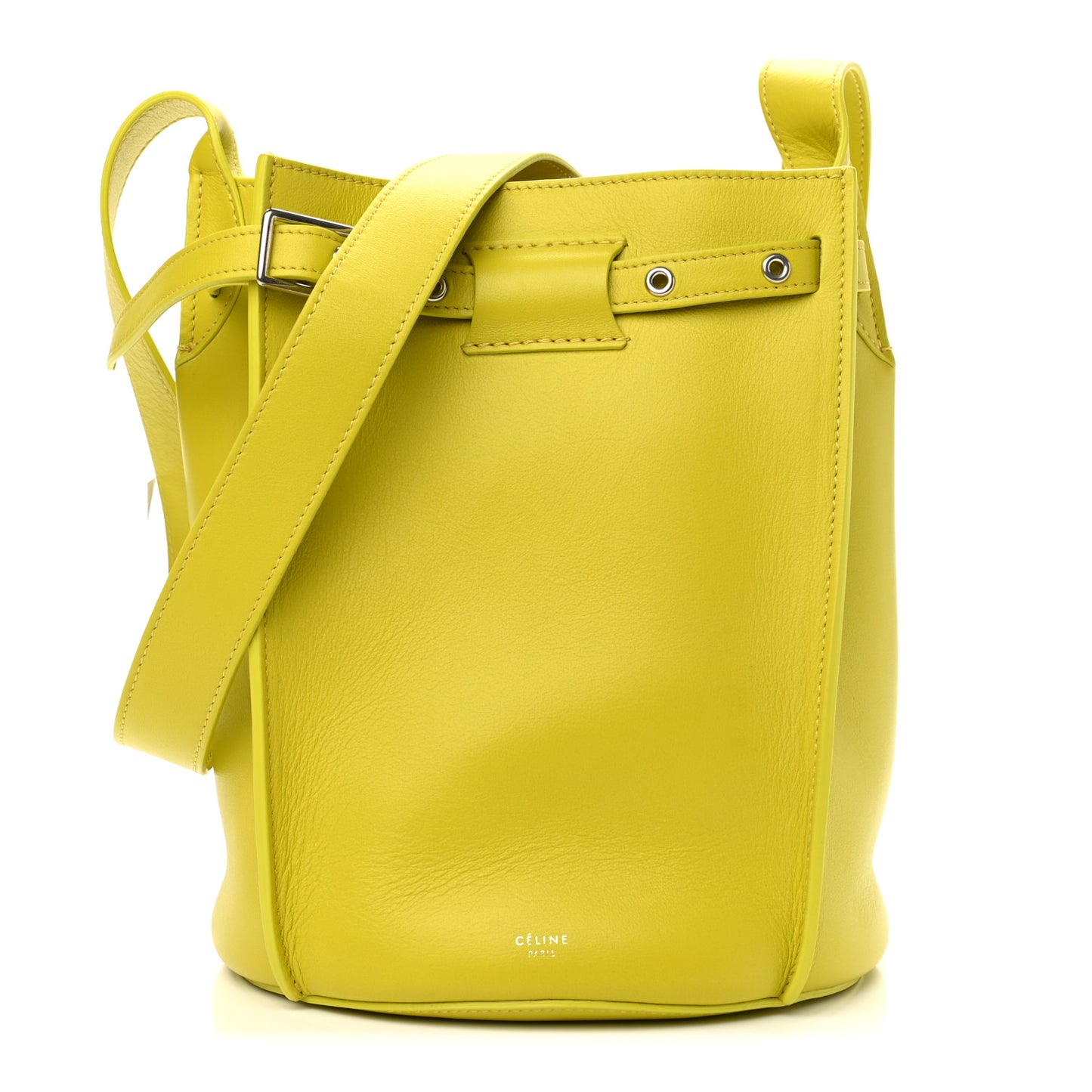 Smooth Calfskin Long Strap Big Bucket Bag Mimosa
