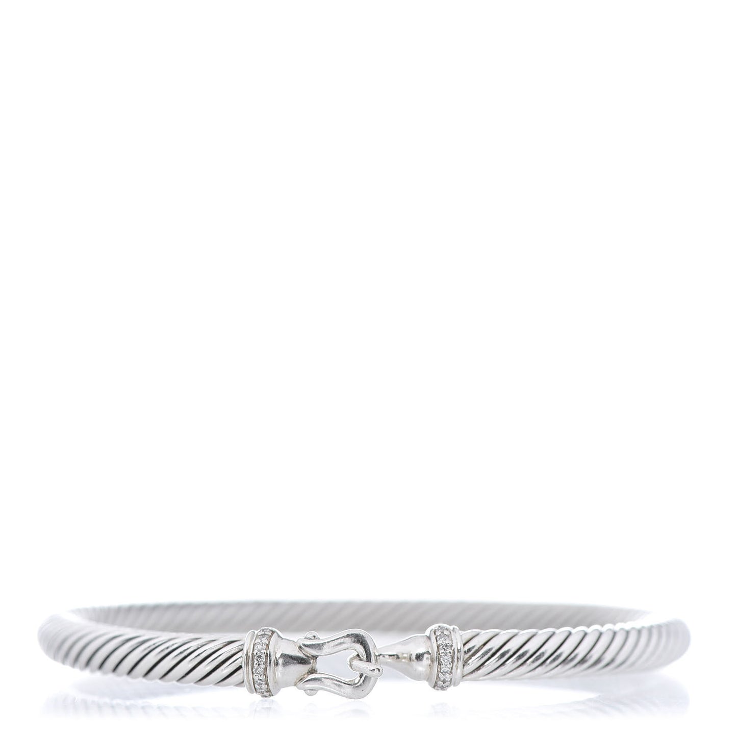 Sterling Silver Diamond 5mm Cable Buckle Bracelet