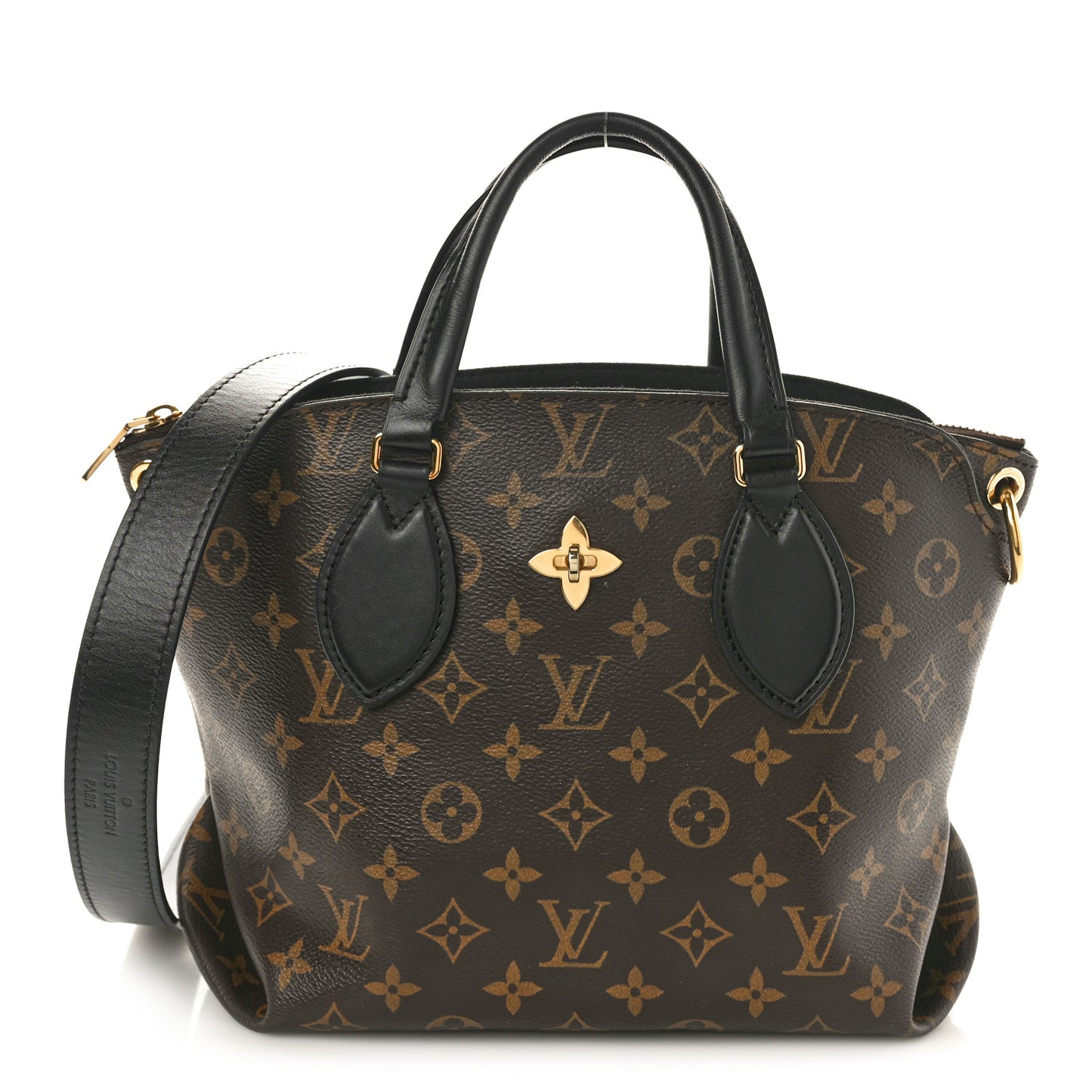 Monogram Flower Zipped Tote PM Black
