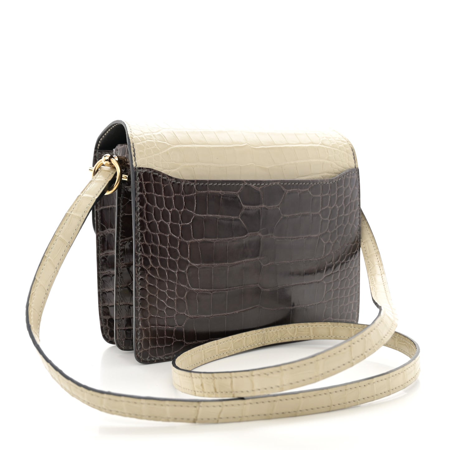 Shiny Alligator Matte Alligator Mini Sac Roulis Macassar Beton