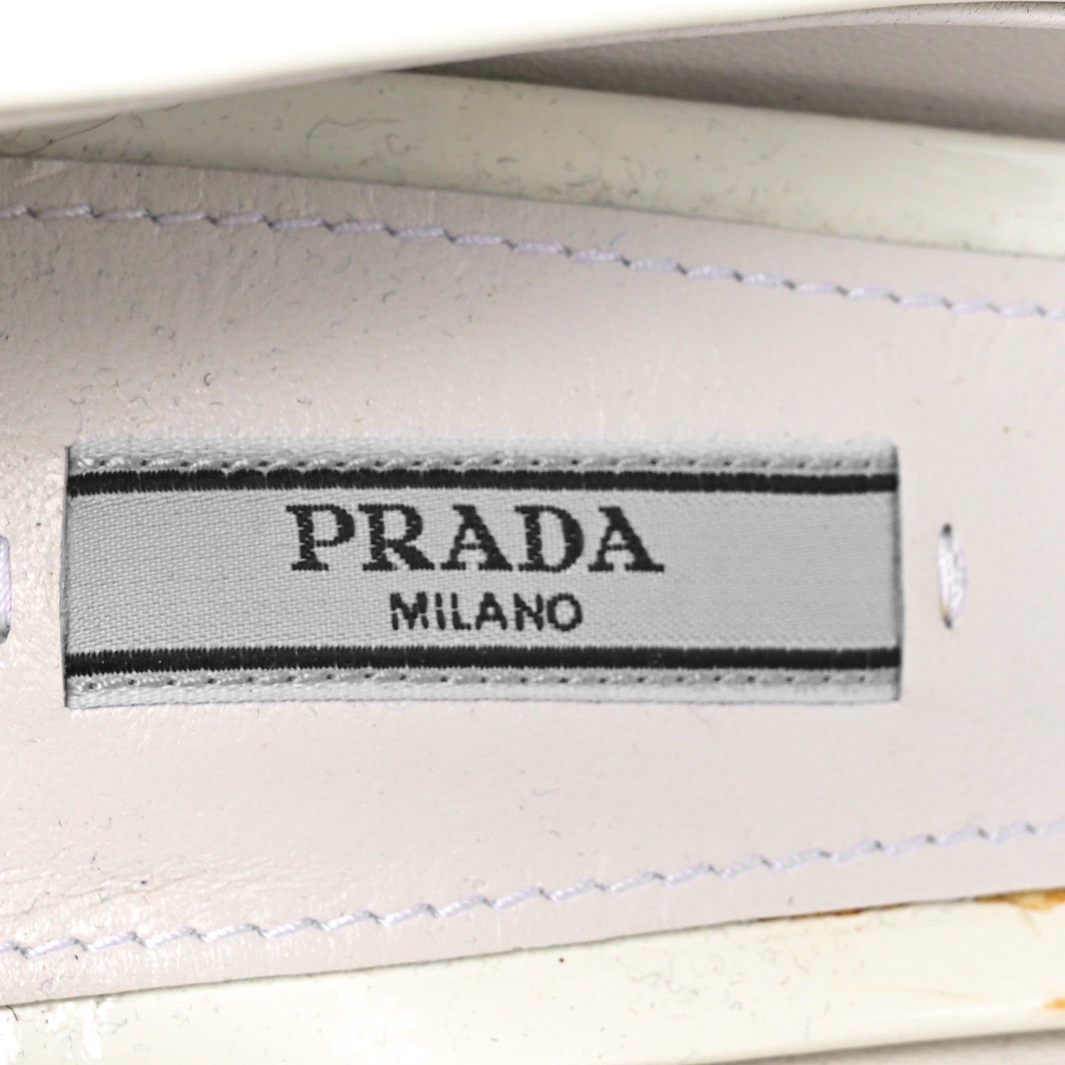 Prada Vernice Block Heel Pumps 41 Bianco Travertine 6 of 8