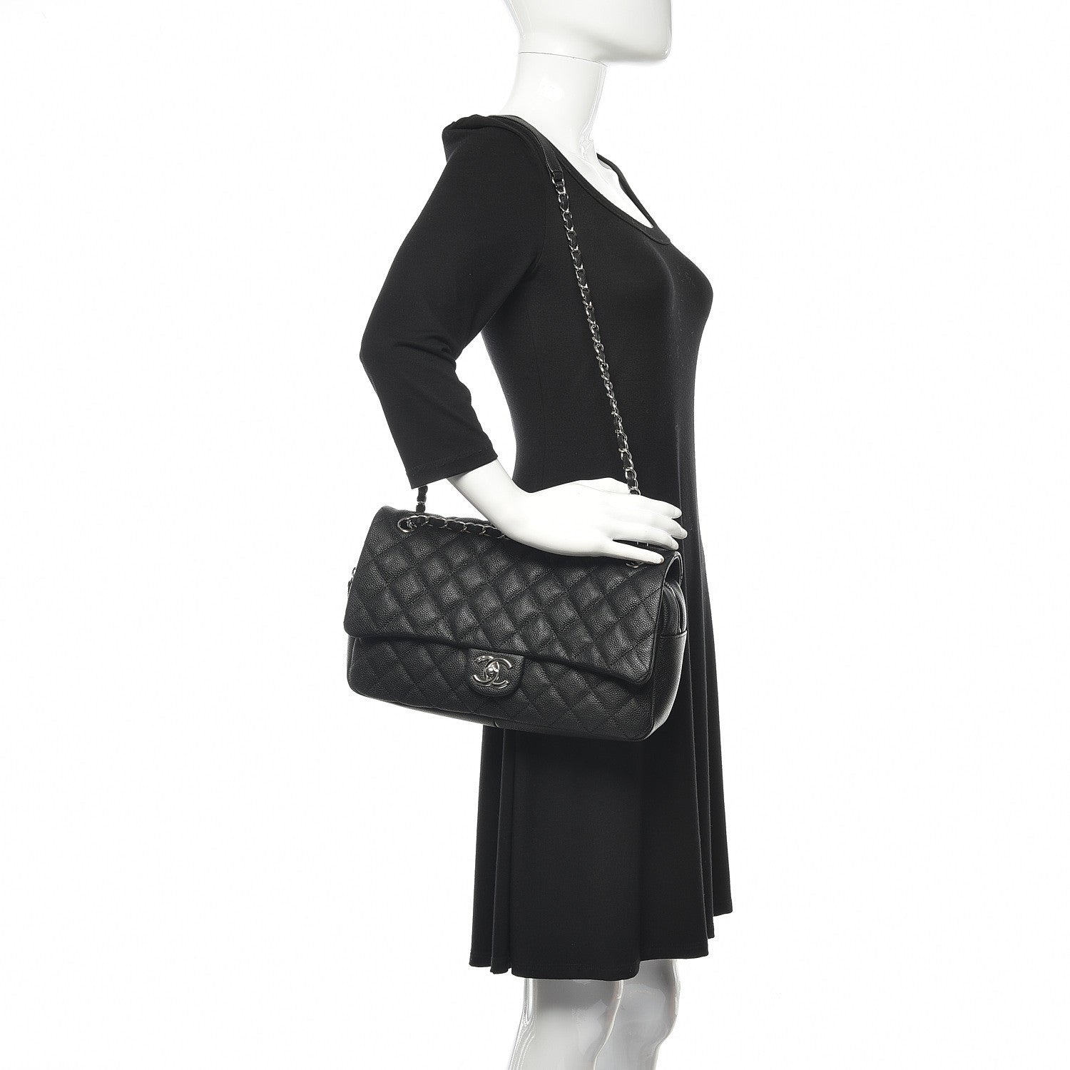 Chanel Caviar Quilted Jumbo Easy Flap Black 2 of 11
