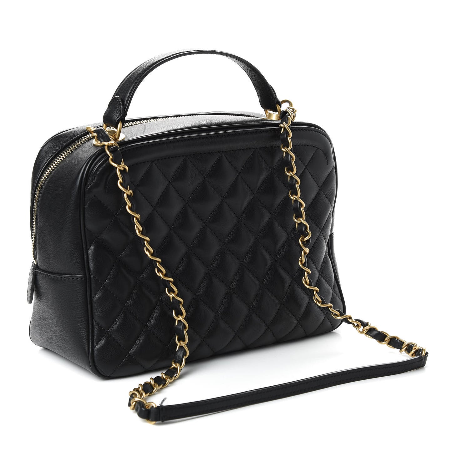 Calfskin Quilted CC Medium Vanity Case Black