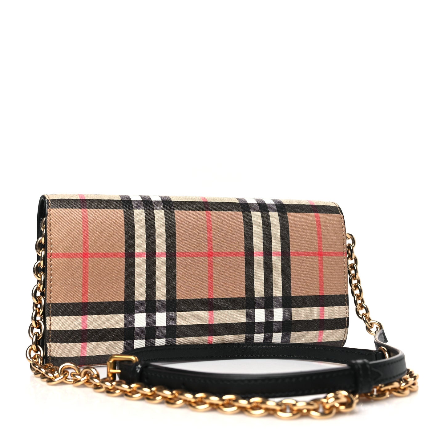 Vintage Check Henley Wallet On Chain Black
