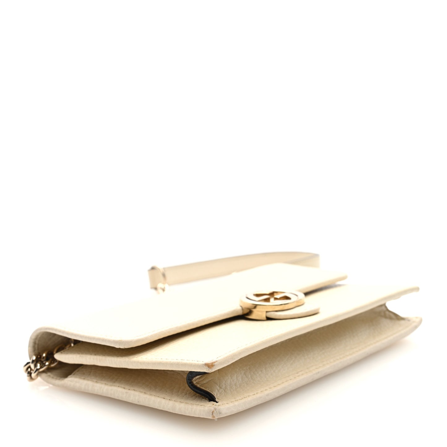 Dollar Calfskin Interlocking G Chain Wallet Ivoire