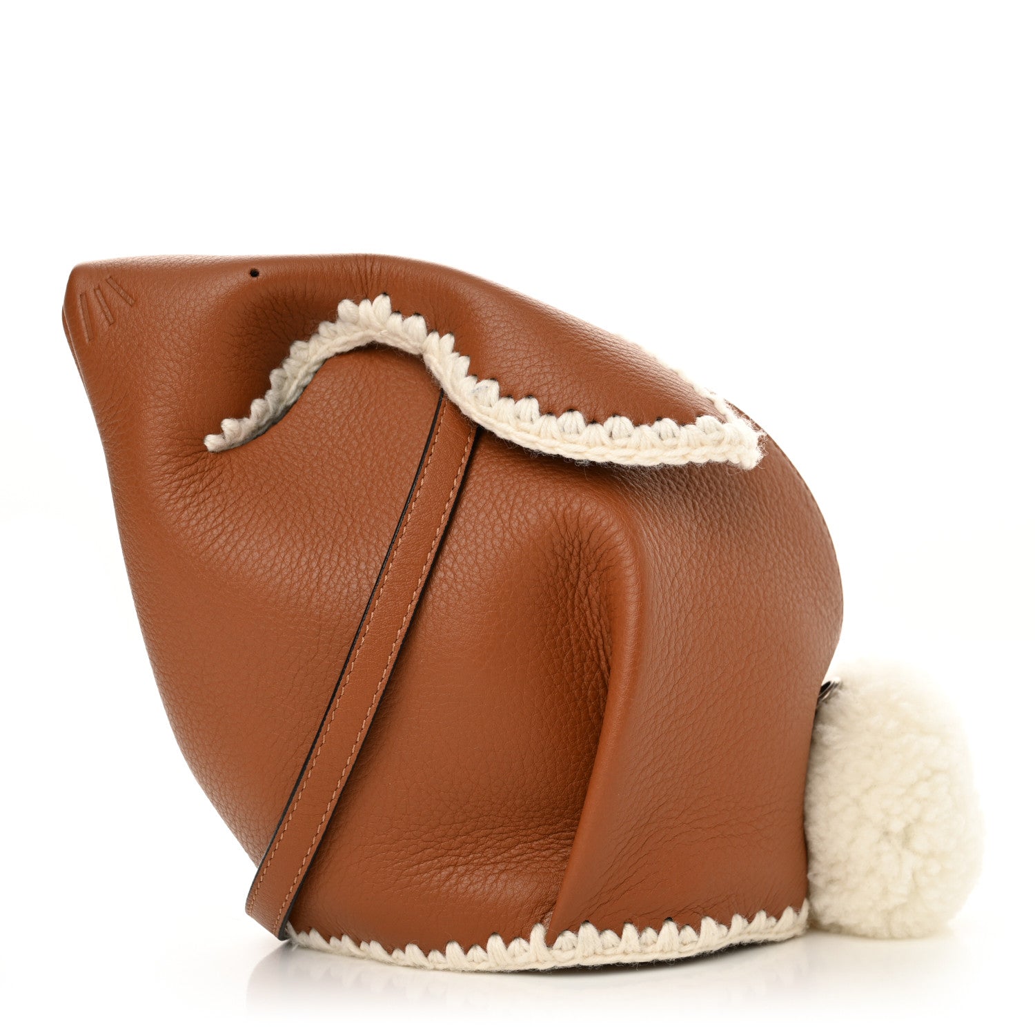 Loewe Calfskin Shearling Mini Bunny Crossbody Bag Caramel 1 of 10