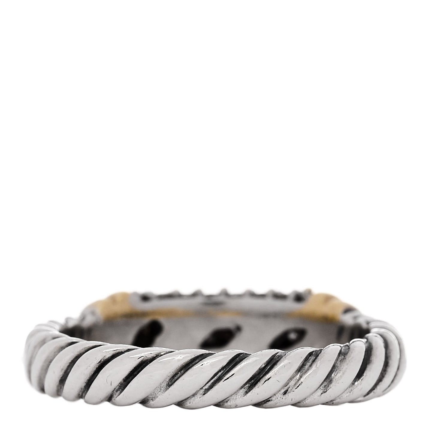 Sterling Silver 18K Yellow Gold Diamond 6mm Metro Cable Ring 51 5.75