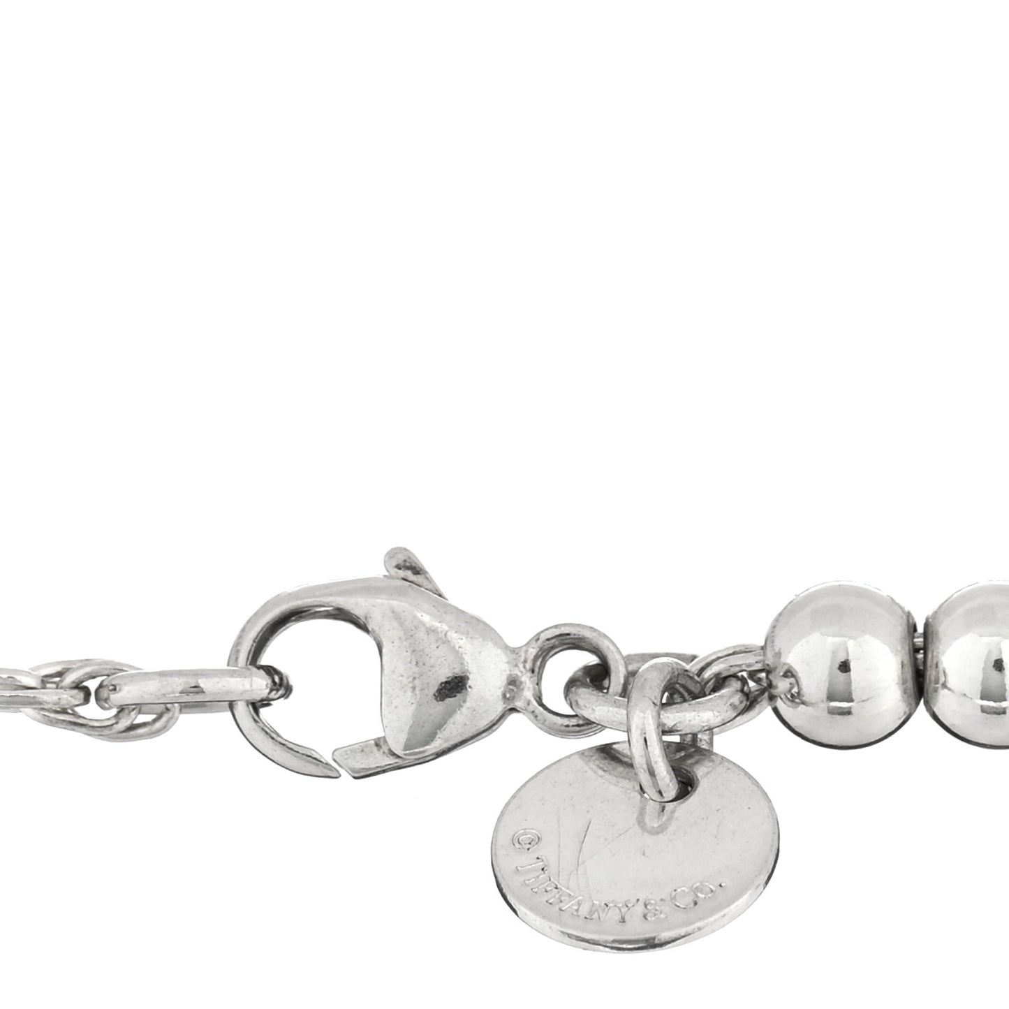 Sterling Silver Enamel 4mm Return To Tiffany Heart Tag Bead Bracelet Blue