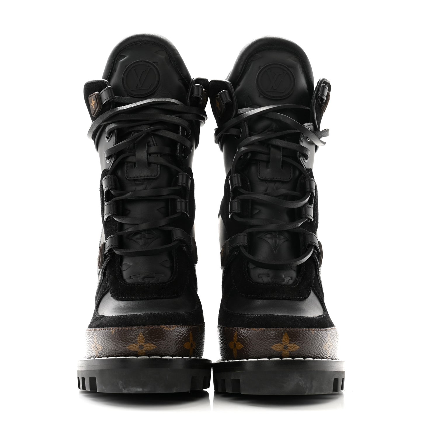 Suede Calfskin Monogram Star Trail Ankle Boots 35 Black