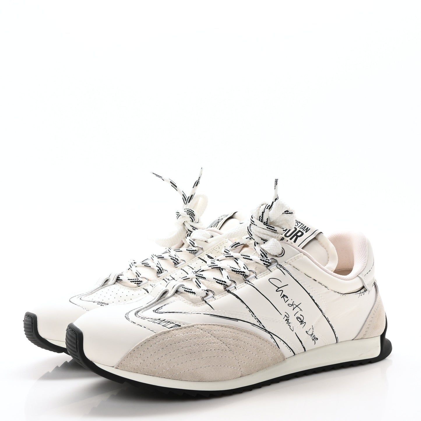 Calfskin Nylon Womens D-Sketch Sneakers 41 White