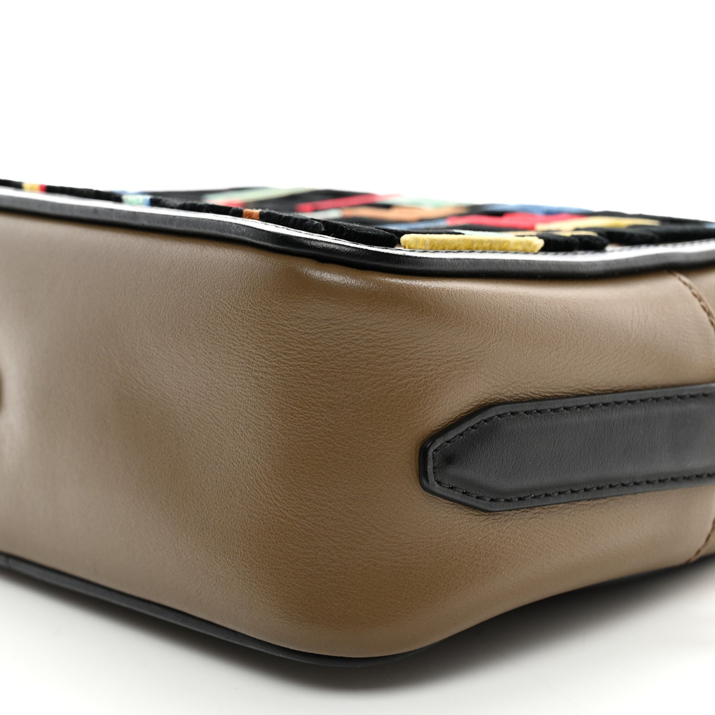 Vitello Century Velvet F is Fendi FF Multicolor Bi-Color Camera Case Fango Black Multicolor