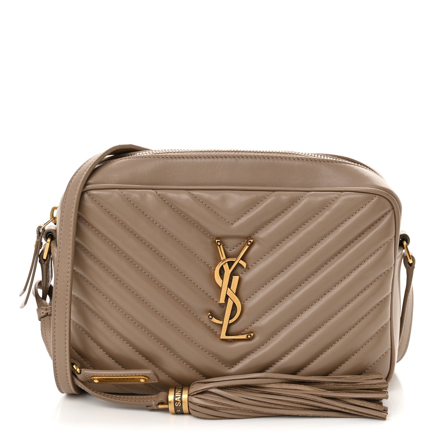 Saint Laurent Calfskin Matelasse Monogram Lou Camera Bag Taupe