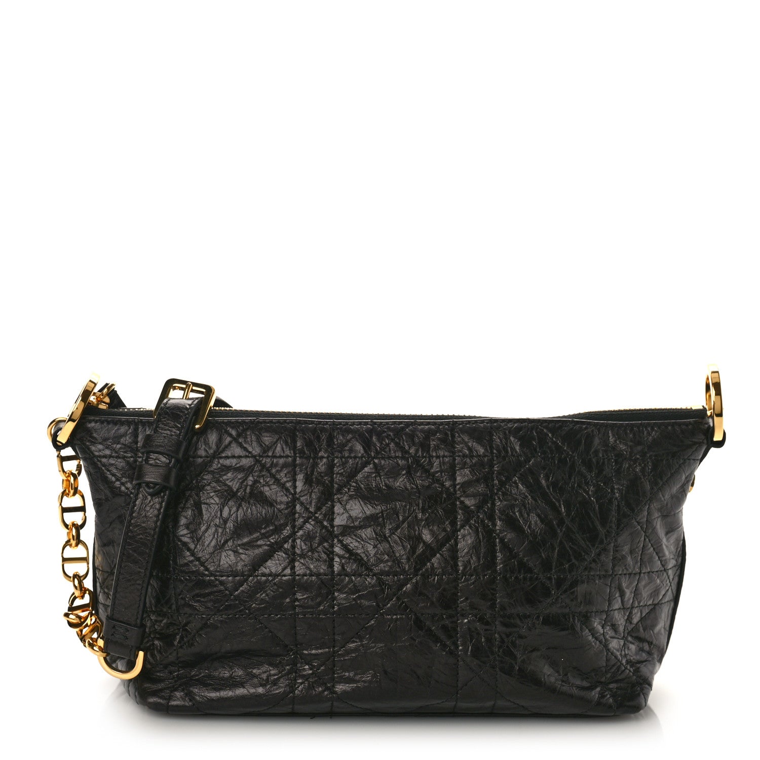 Christian Dior Crinkled Calfskin DiorStar Hobo Bag Black 1382994