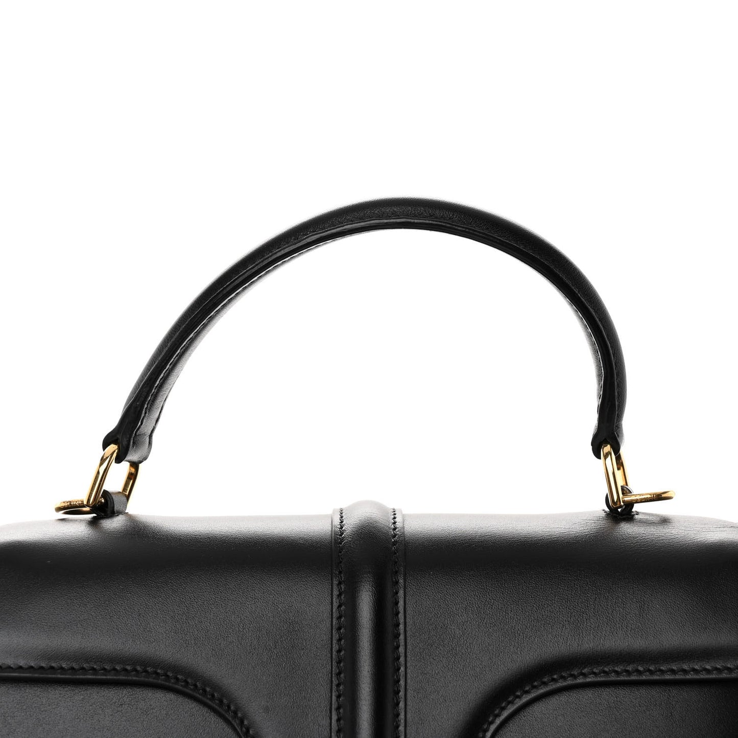Satinated Calfskin Small 16 Top Handle Bag Black