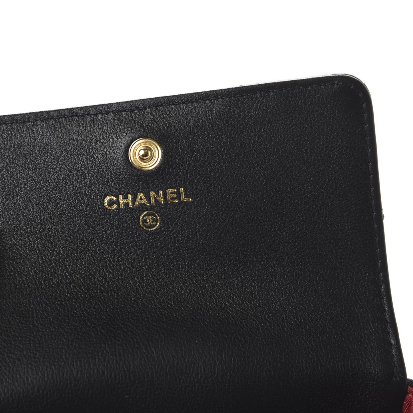 Calfskin Quilted About Pearls Card Holder Flap With Chain Black