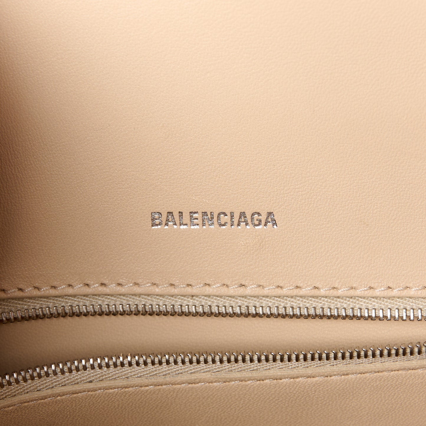 Shiny Box Calfskin Small Hourglass Top Handle Bag Light Beige