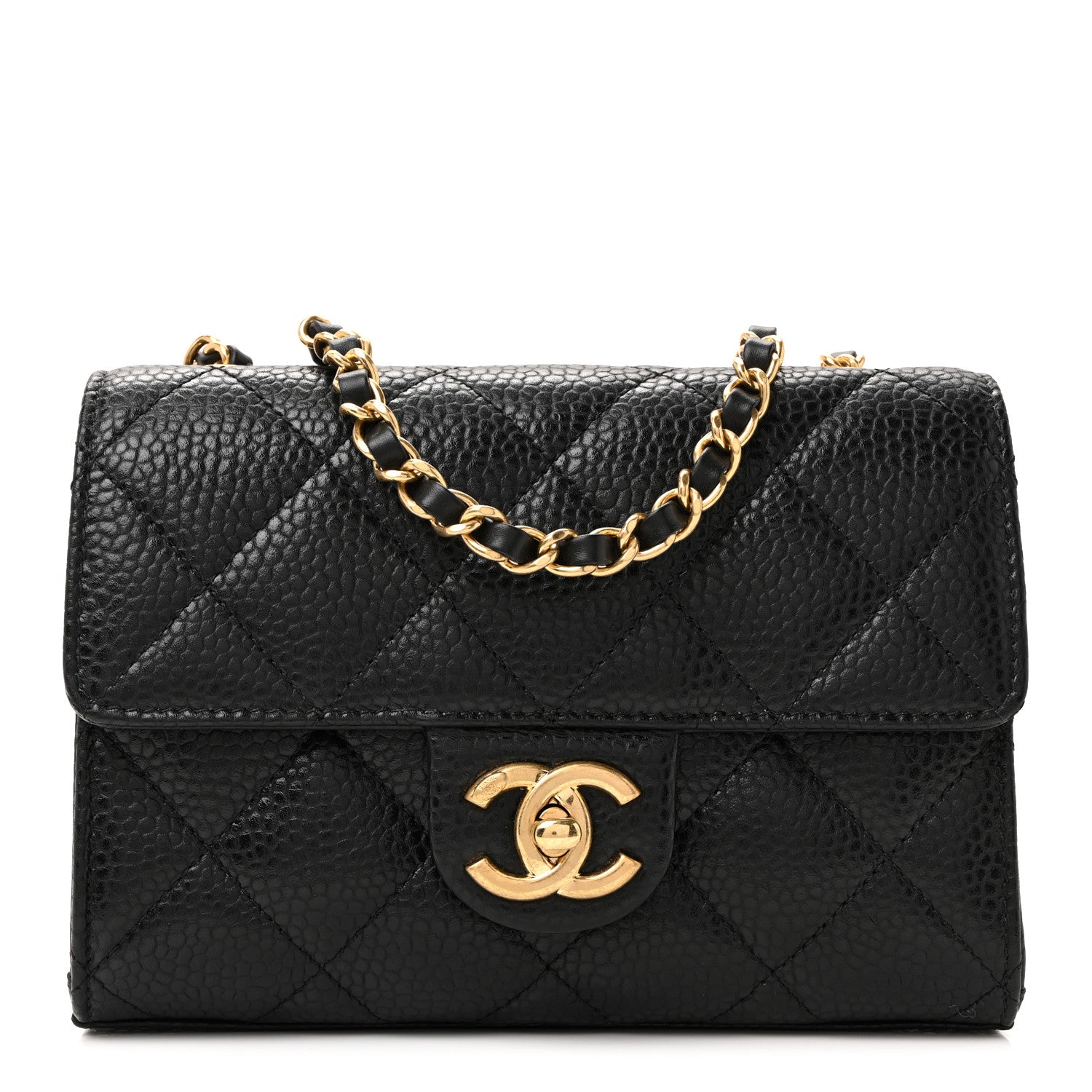 CHANEL ブラック キルティング ミニバッグ Chanel Grained Calfskin Quilted Cruise Mini Flap Black 1822728