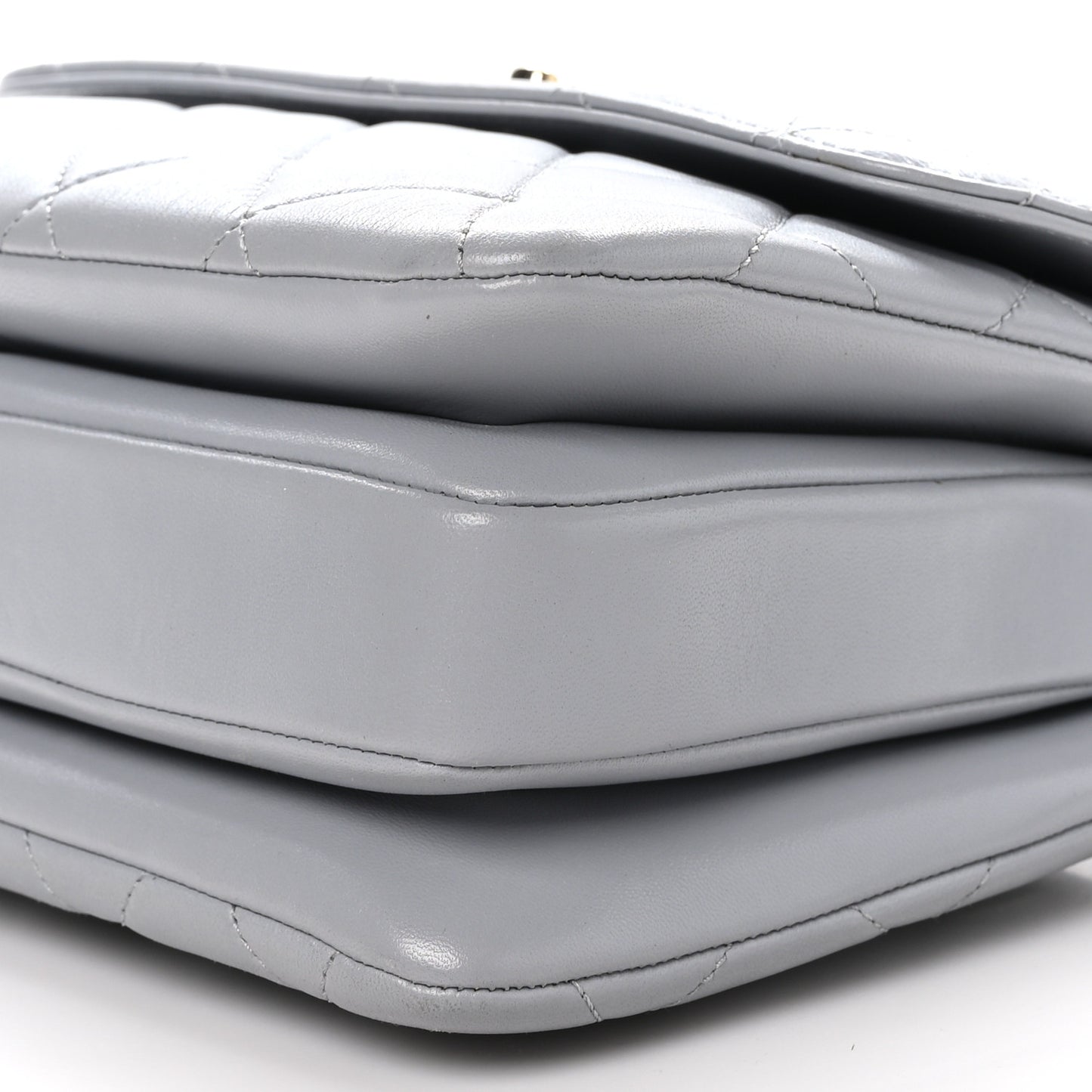 Lambskin Quilted Small Trendy CC Flap Dual Handle Bag Light Grey
