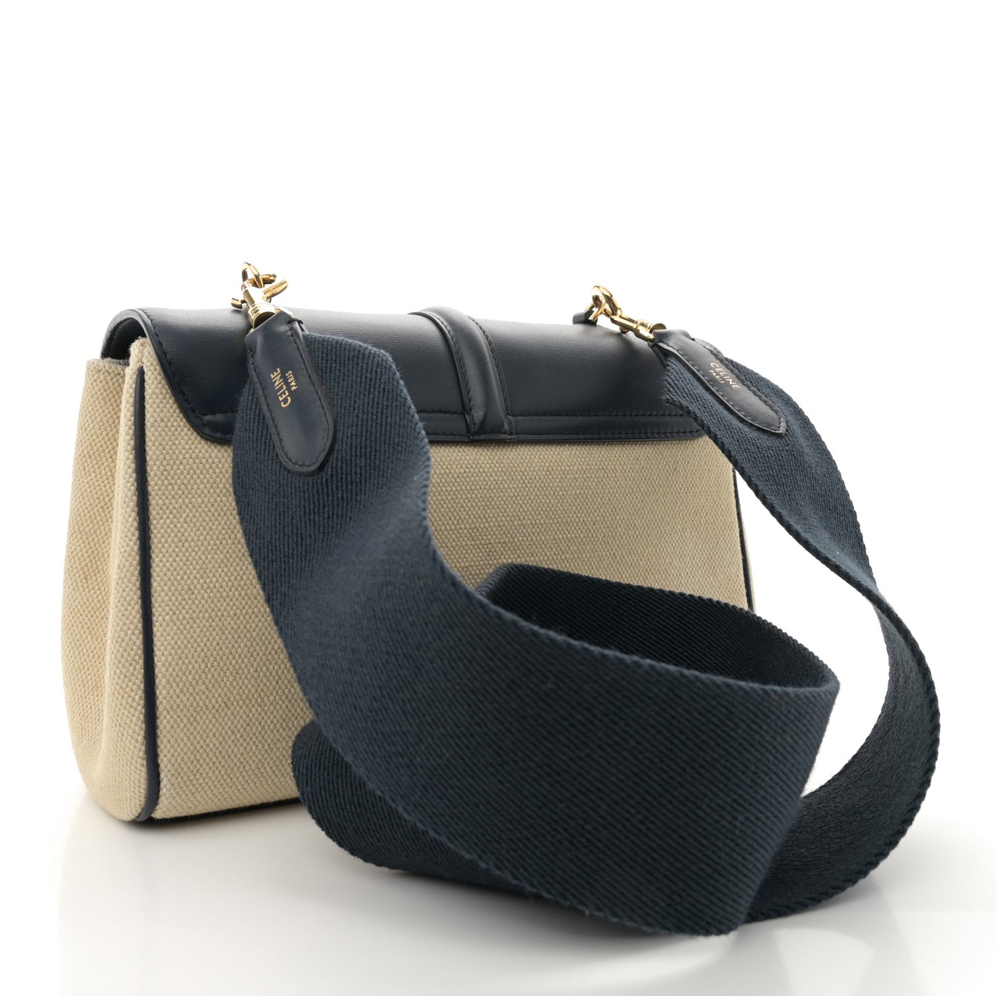 Canvas Calfskin Teen Soft 16 Shoulder Bag Vanilla Navy