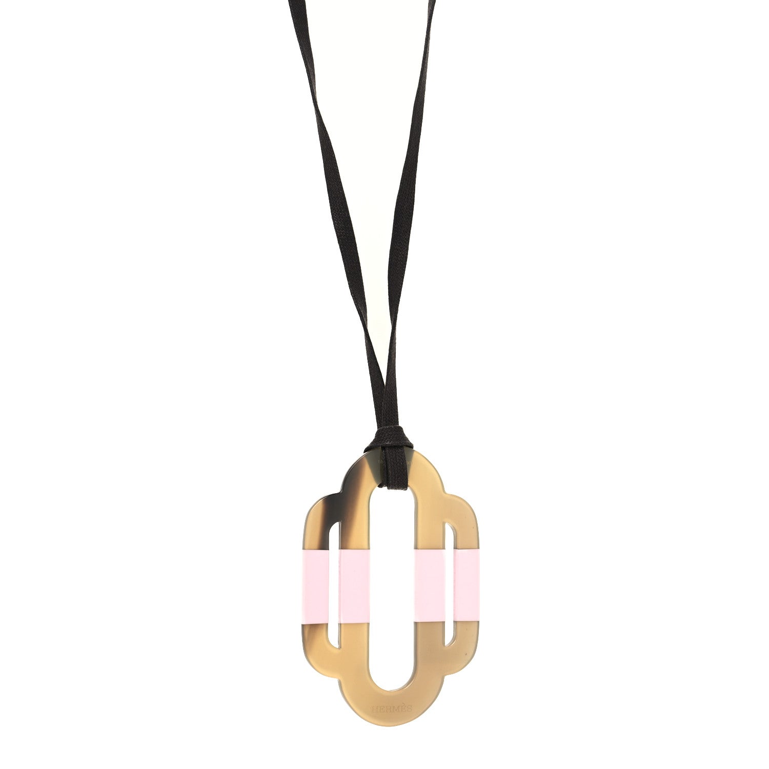 Hermes Buffalo Horn Lacquer Attelage Pendant Necklace 1203990