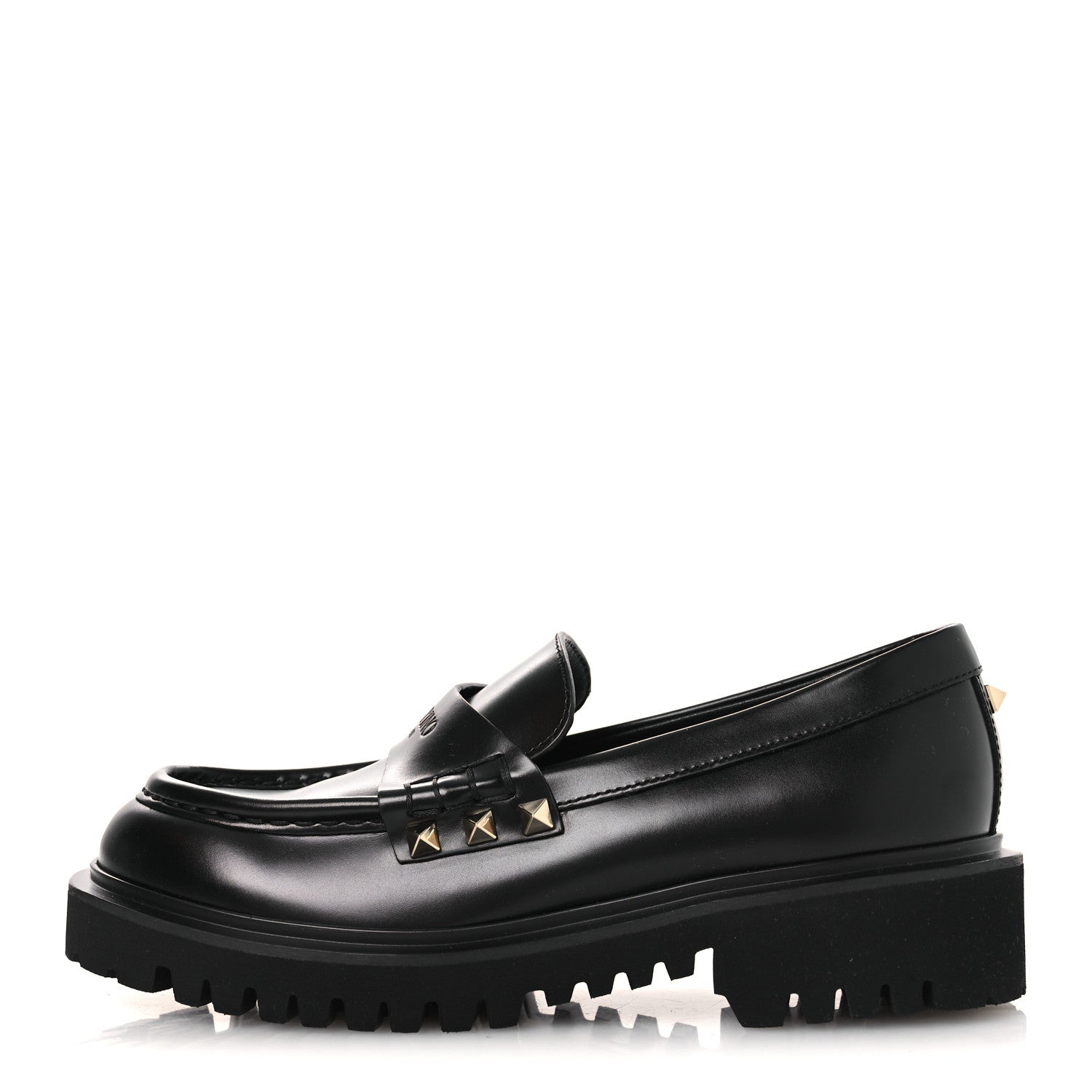 Valentino Garavani Calfskin Rockstud Loafers 35 Black 1878332
