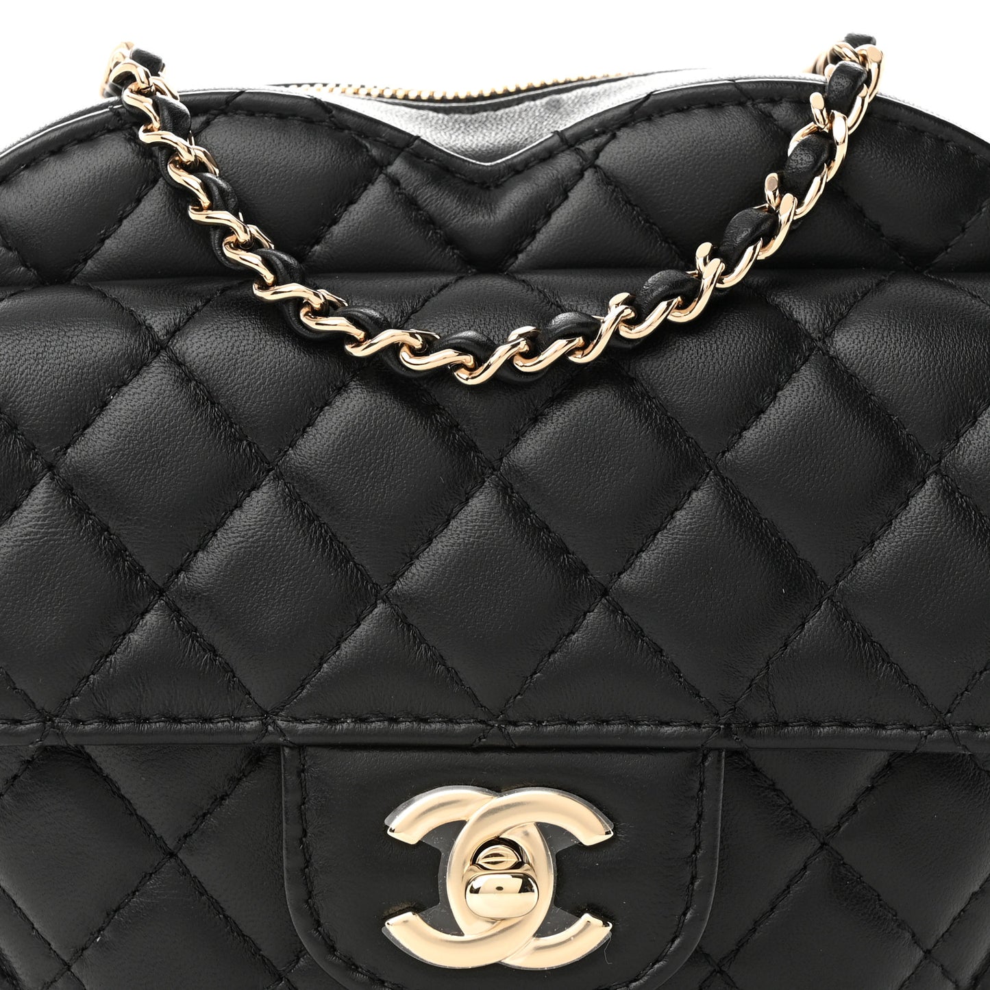 Lambskin Quilted CC In Love Heart Bag Black