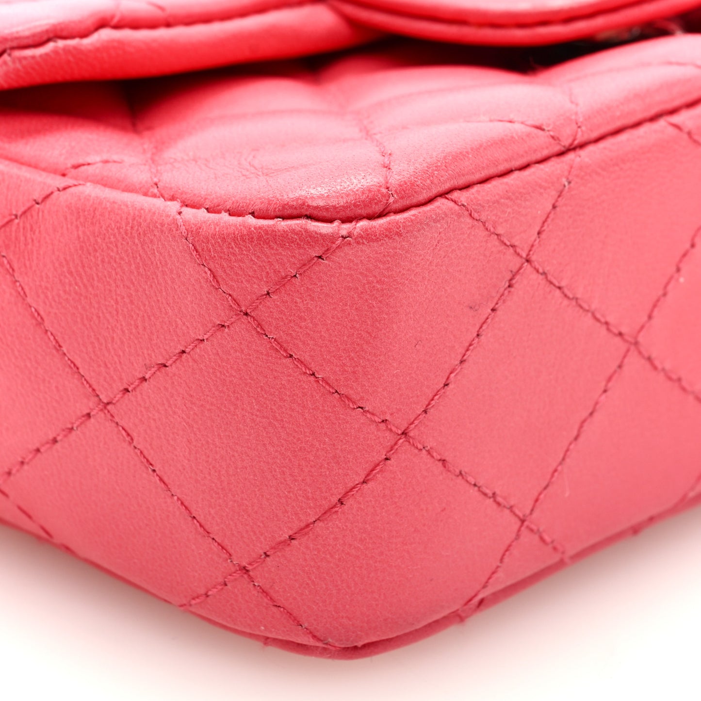 Lambskin Quilted Extra Mini Rectangular Flap Pink