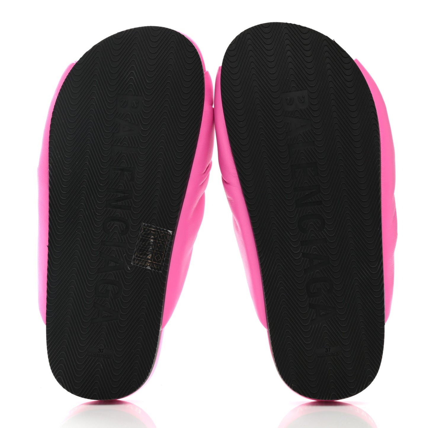 Smooth Nappa Logo Puffy Slide Sandals 37 Fluo Pink White