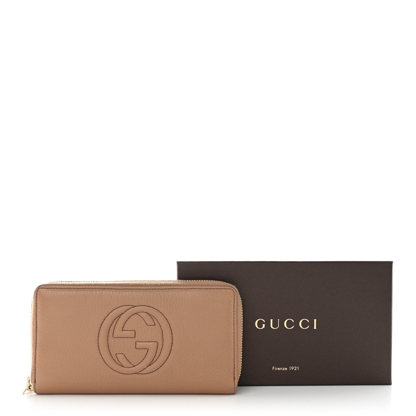 Pebbled Calfskin Soho Zip Around Wallet Camelia