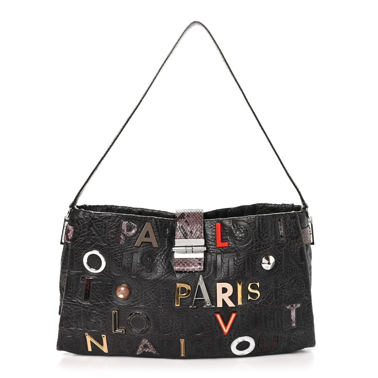 Snakeskin Lambskin Monogram Collage Lutece Grey