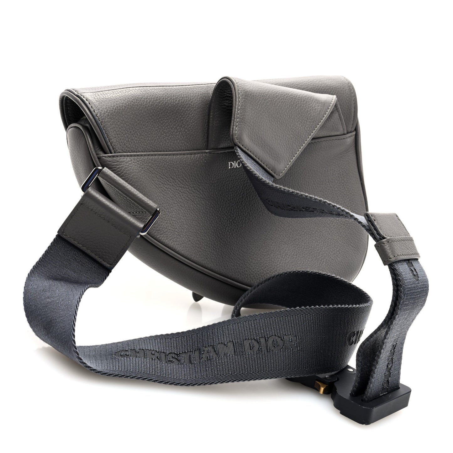 Grained Calfskin Mens Saddle Bag Grey