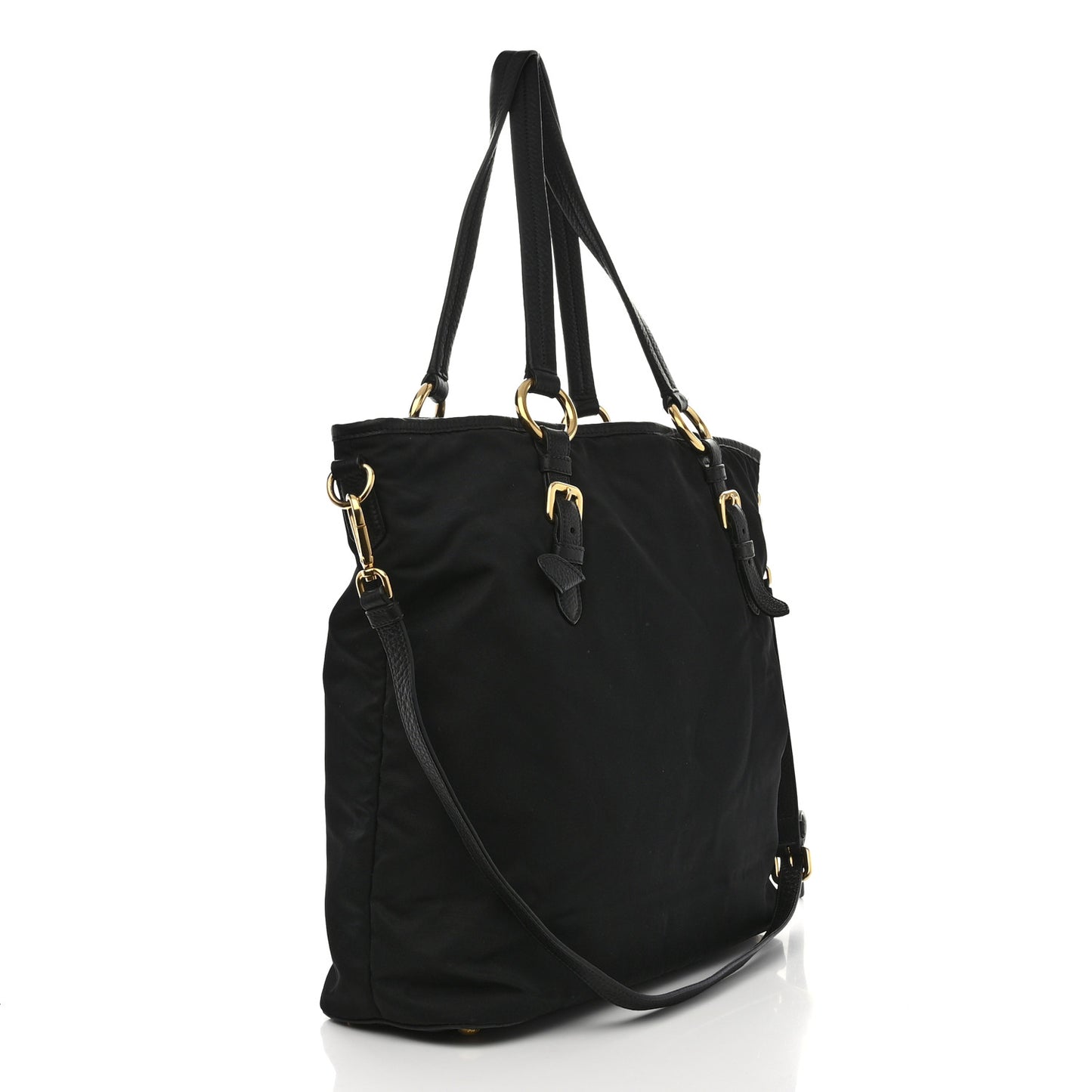 Tessuto Nylon Vitello Daino Tote Black