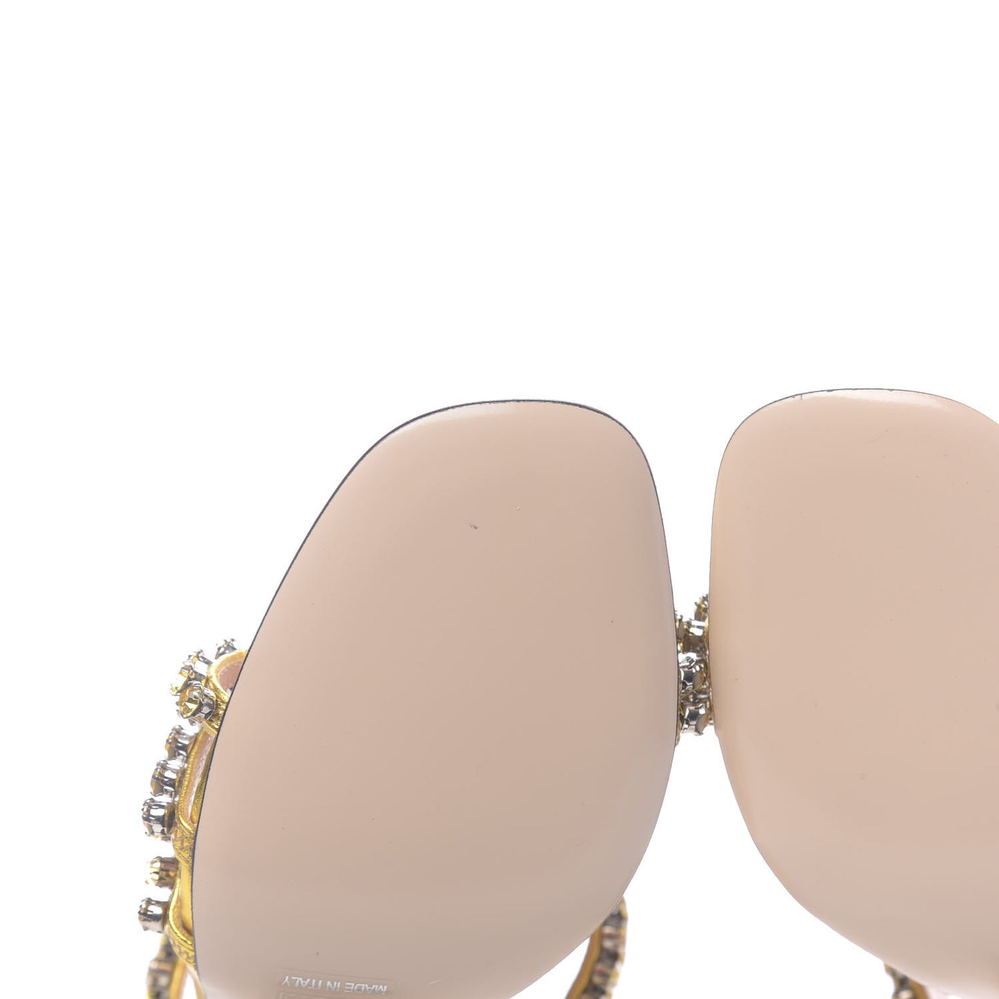 Nappa Silk Crystal Bertie High Heel Sandals 36 Gold