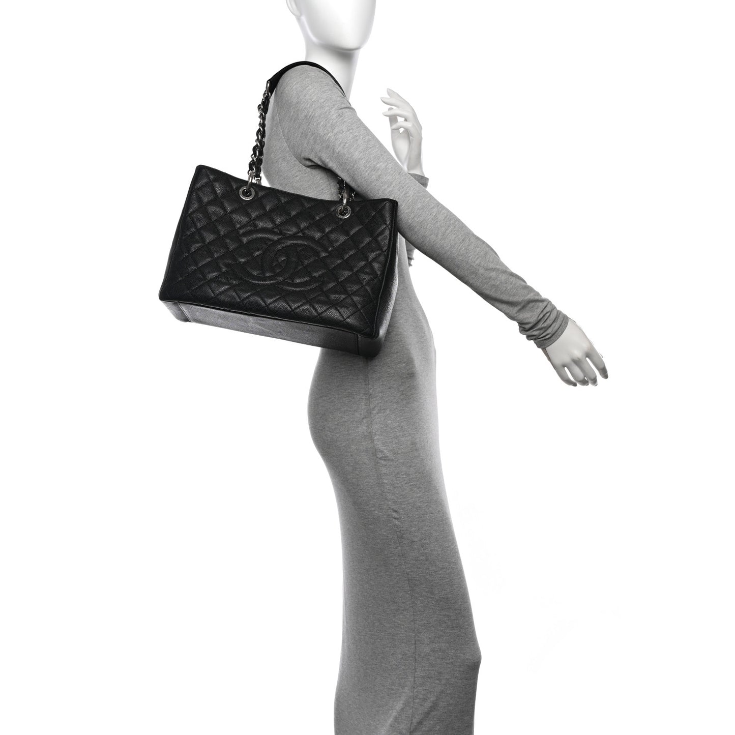 Caviar Quilted Grand Shopping Tote GST Black