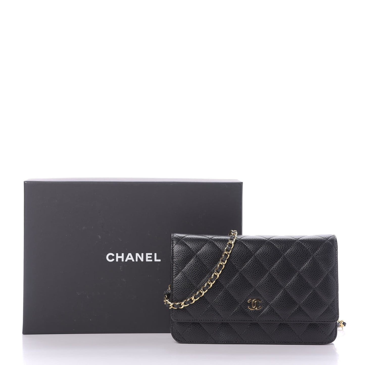 Caviar Quilted Wallet On Chain WOC Black