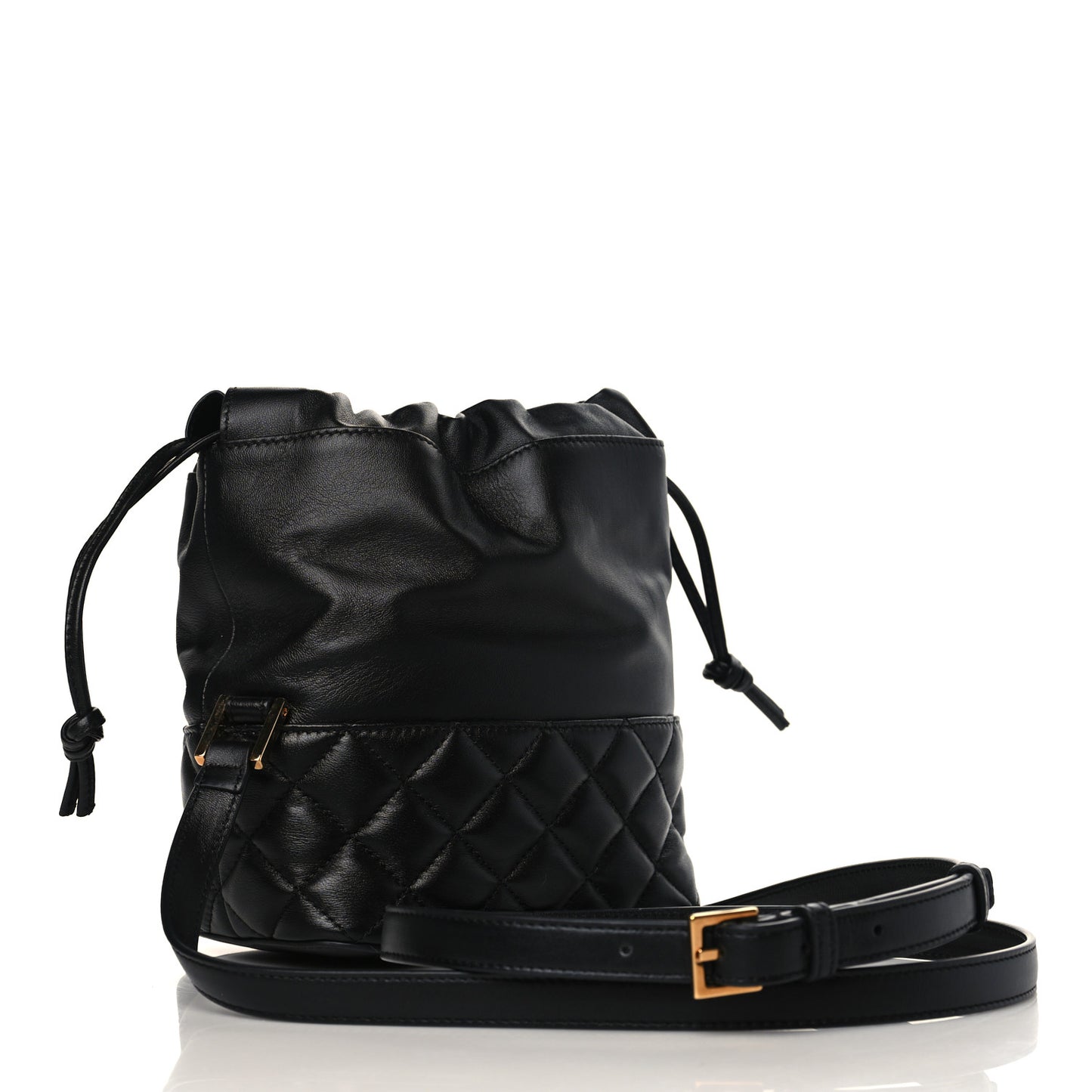 Nappa Quilted Medusa Bucket Bag Black