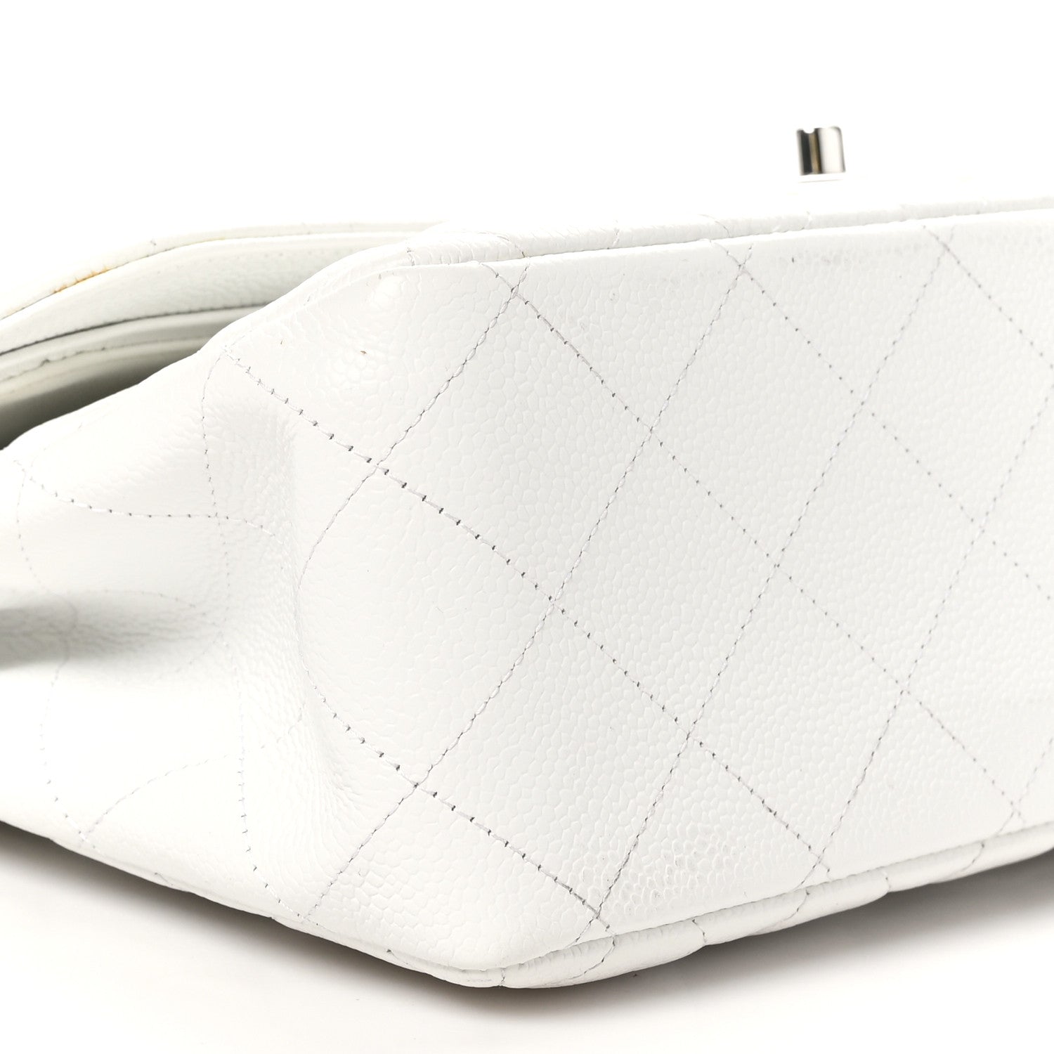 Chanel Caviar Quilted Jumbo Double Flap White 9 of 10